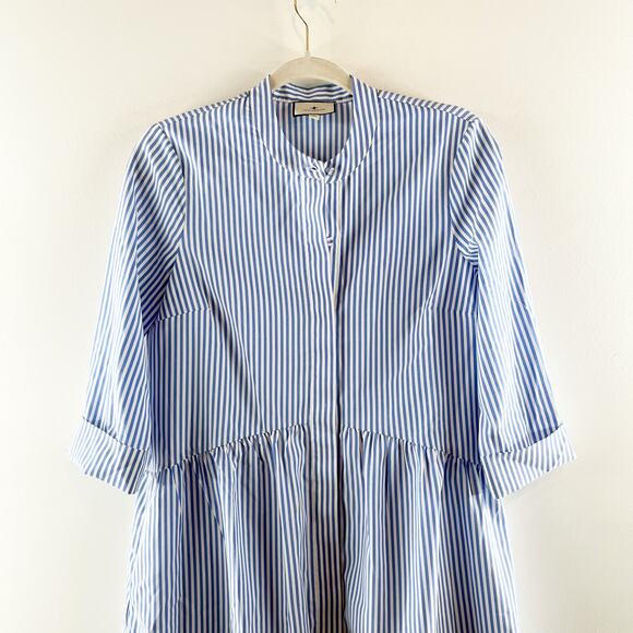 Tuckernuck Striped 3/4 Sleeve Royal Shirt Mini Dress Blue XS - Picture 4 of 10